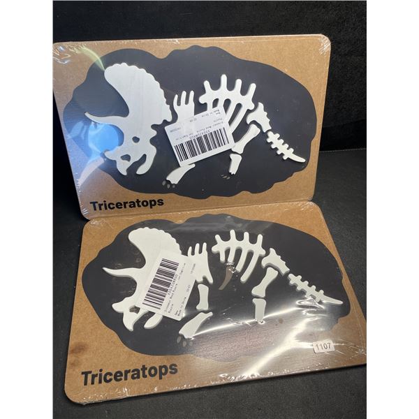 Lot of 2 Dinosaur/Triceratops Kids Wooden Puzzles - New