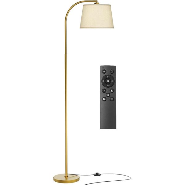 Karjoefar LED Modern 64" Tall Arch Floor Lamp (Gold) with Linen Shade; Bulb Included - Brand New!