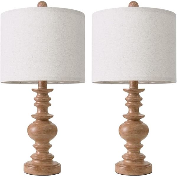 2-Pack Rustic/Farmhouse Style Bedside Table Lamps with Linen Shades - 20" - Brand New!