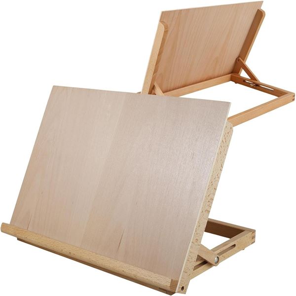 Large 17" x12" Wood Art-Easel/Tabletop Drawing/Painting Board; Adjustable Angle/Portable Design; New