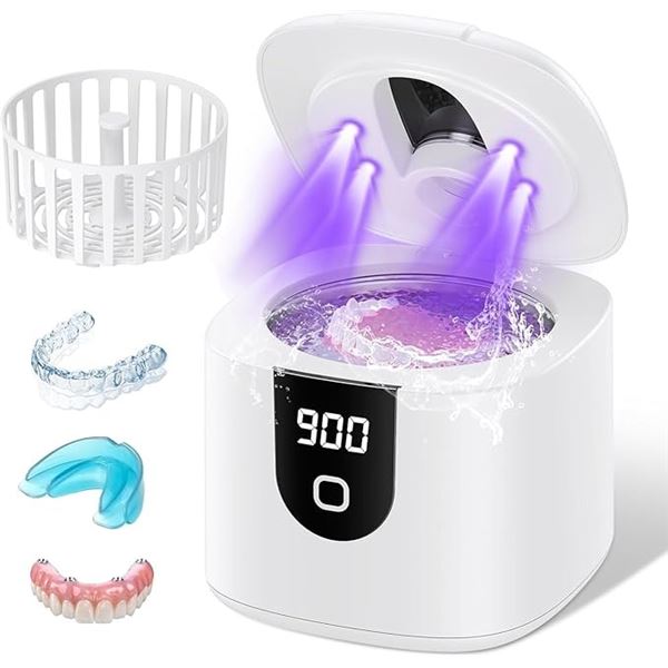Ultrasonic Cleaner Machine for Jewelry, Retainers, Mouth Guards; 200ml, 4 Modes, Digital Timer - New
