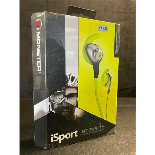 Monster iSport Intensity In-Ear Headphones - Green, Noise Isolation, 3.5mm Jack - New Sealed!