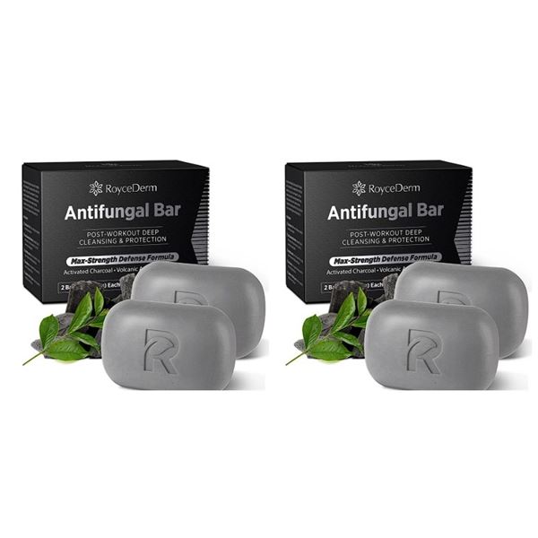 2 Boxes (4 Bars) RoyceDerm Antifungal Bars (116g) Max Strength Post-Workout/Deep Cleansing - New