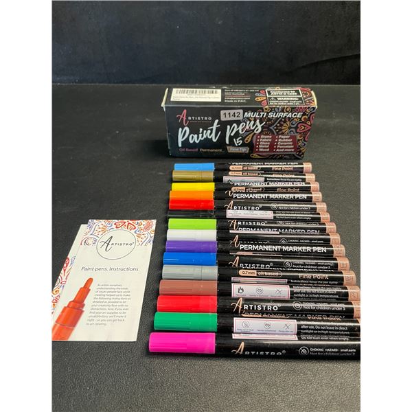 Artistro 15PC Multi-Surface Paint Pens - Fine-Tip, Oil Based - New