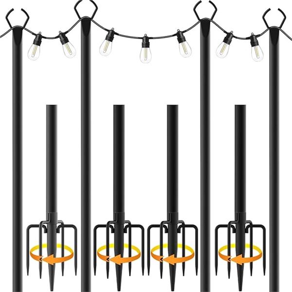 4-Pack 10FT String Light Poles; Metal Light Poles for Outdoor String Lights - New!