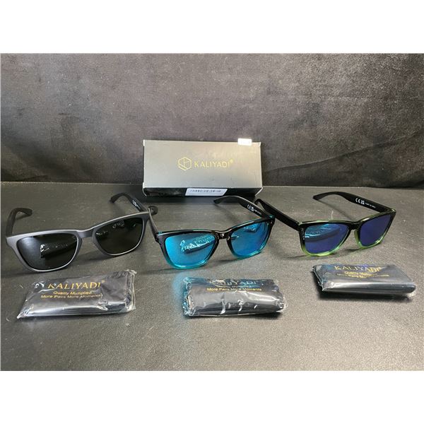3-Pack Box of Kaliyadi Polarized Sunglasses for Men/Women - UV Protection, HD Polarized Lenses - New
