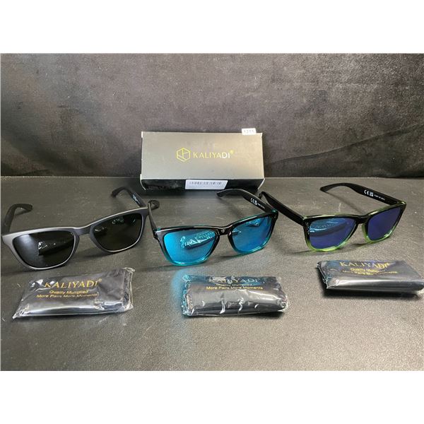 3-Pack Box of Kaliyadi Polarized Sunglasses for Men/Women - UV Protection, HD Polarized Lenses - New