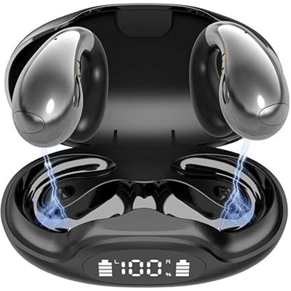 Wireless Sport Bluetooth Earbuds; Clip-On Headphones with Charging Case; Waterproof - New