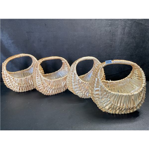 Lot of 4 Wicker Baskets with Handles - Great for Flowers, DIY Crafts, Gifts, Easter, Weddings - New