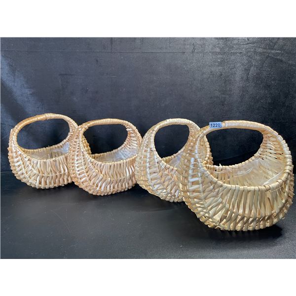 Lot of 4 Wicker Baskets with Handles - Great for Flowers, DIY Crafts, Gifts, Easter, Weddings - New