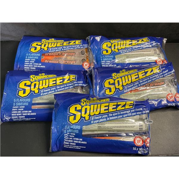 5-Packs/50PCS Total Sqwincher Sqweeze Electrolyte Freezer Pops for Hydration (90ml) - New Sealed