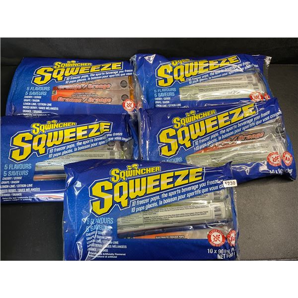 5-Packs/50PCS Total Sqwincher Sqweeze Electrolyte Freezer Pops for Hydration (90ml) - New Sealed
