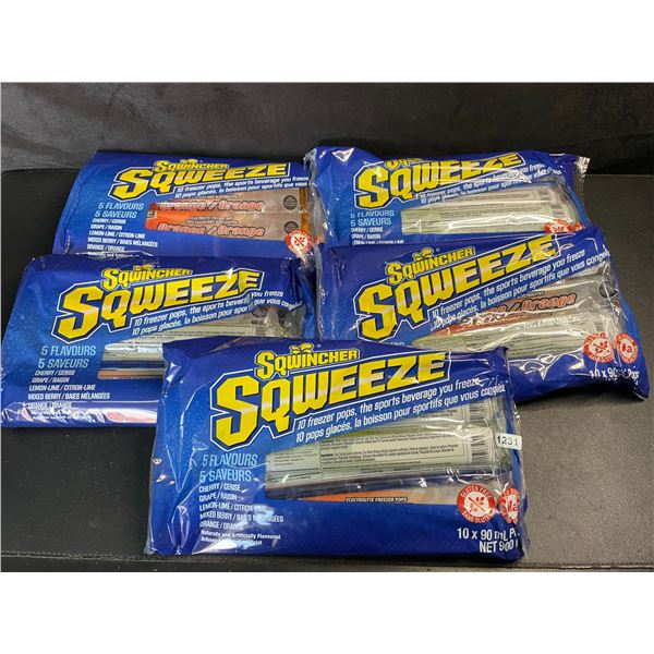 5-Packs/50PCS Total Sqwincher Sqweeze Electrolyte Freezer Pops for Hydration (90ml) - New Sealed