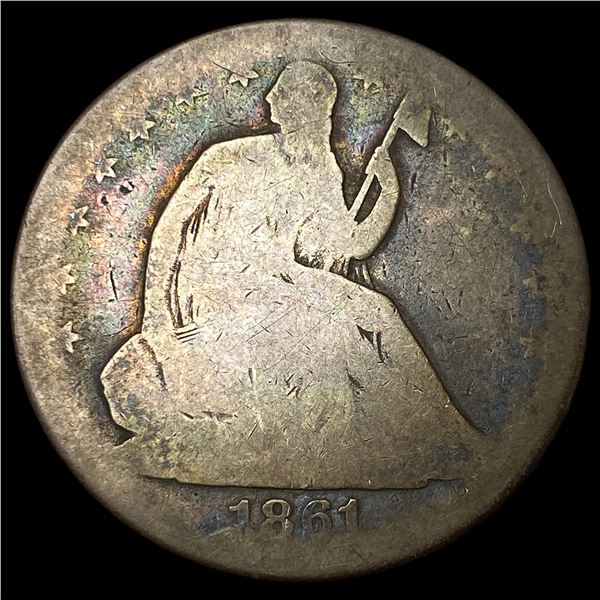 1861 Silver Seated Liberty Half Dollar NICELY  CIRCULATED