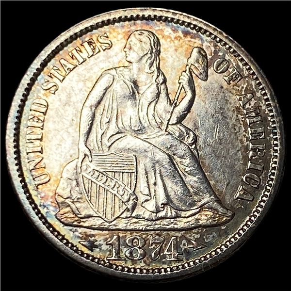 1874 Arrows Seated Liberty Dime CLOSELY  UNCIRCULATED