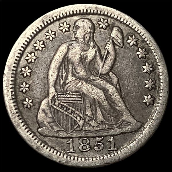 1851 Seated Liberty Dime NEARLY UNCIRCULATED