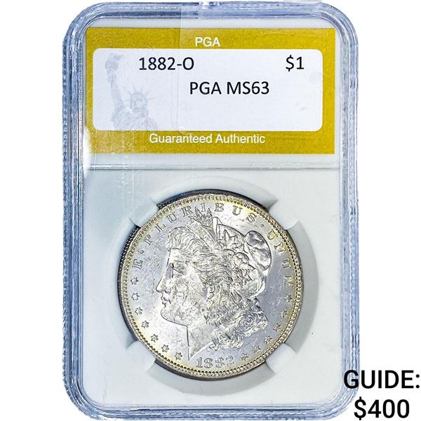 1882-O Morgan Silver Dollar PGA MS63