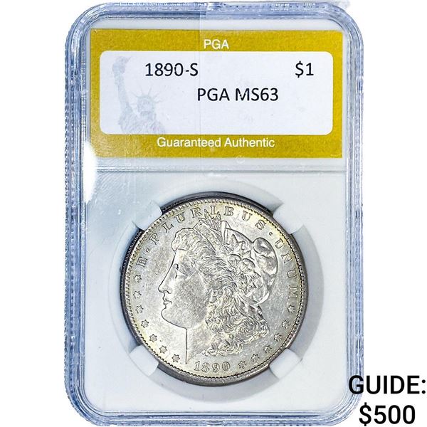 1890-S Morgan Silver Dollar PGA MS63