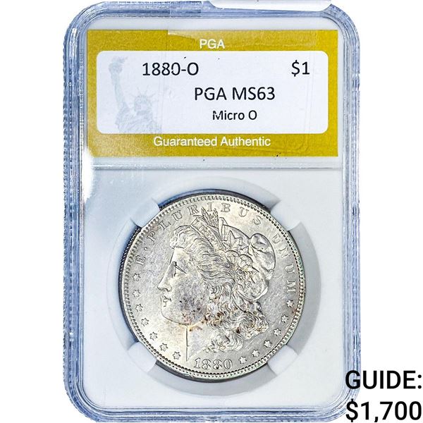 1880-O Morgan Silver Dollar PGA MS63