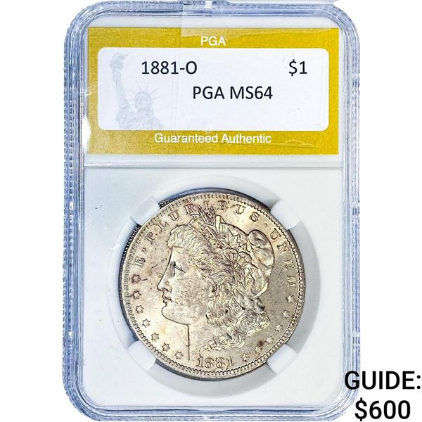 1881-O Morgan Silver Dollar PGA MS64