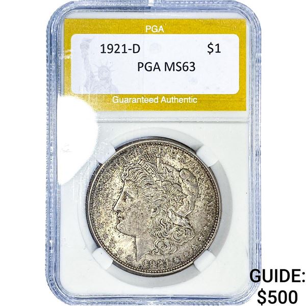 1921-D Morgan Silver Dollar PGA MS63