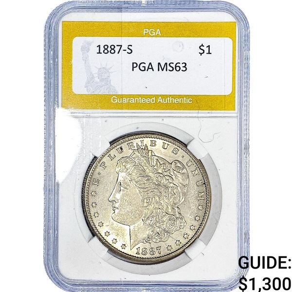 1887-S Morgan Silver Dollar PGA MS63
