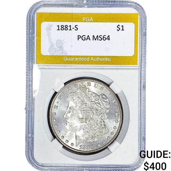1881-S Morgan Silver Dollar PGA MS64
