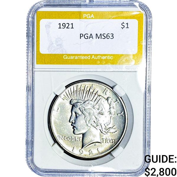 1921 Silver Peace Dollar PGA MS63