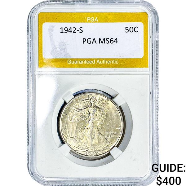1942-S Walking Liberty Half Dollar PGA MS64