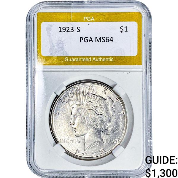 1923-S Silver Peace Dollar PGA MS64