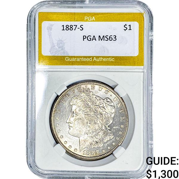 1887-S Morgan Silver Dollar PGA MS63