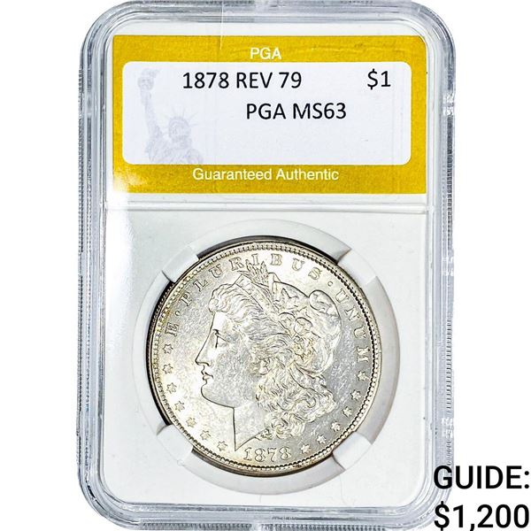 1878 Rev 79 Morgan Silver Dollar PGA MS63