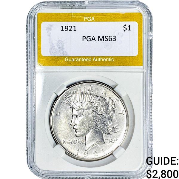 1921 Silver Peace Dollar PGA MS63