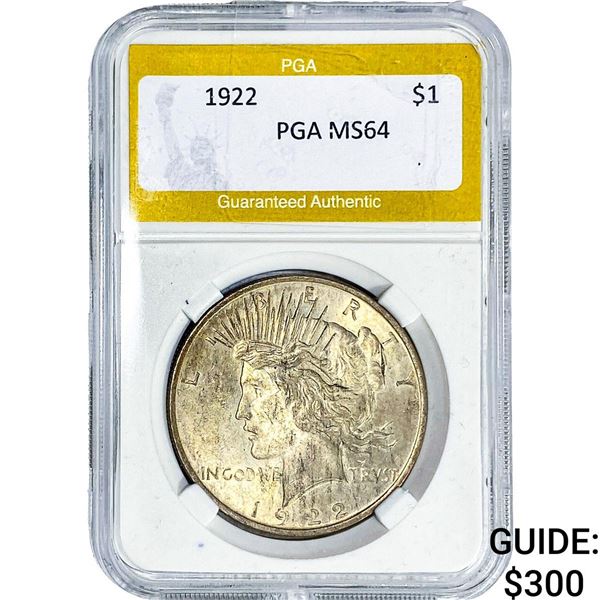 1922 Silver Peace Dollar PGA MS64