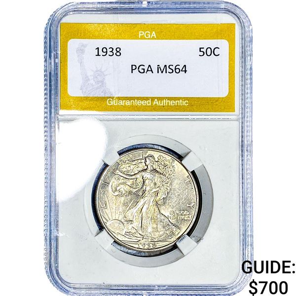 1938 Walking Liberty Half Dollar PGA MS64