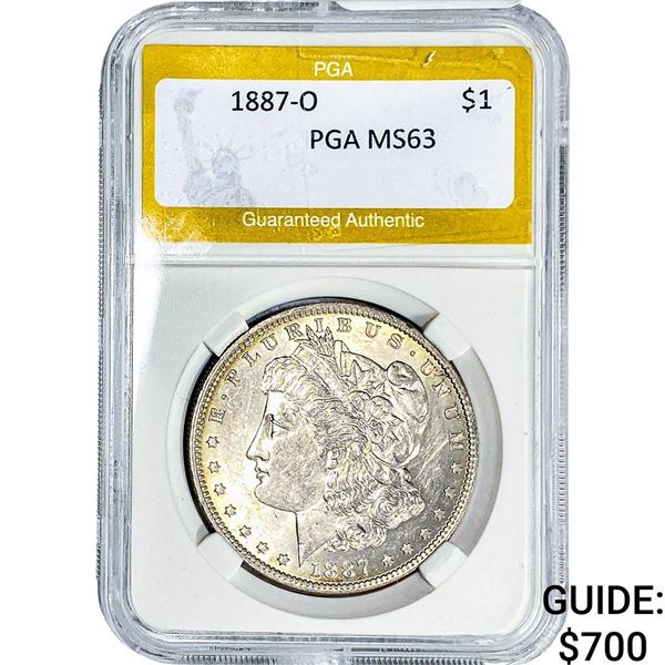 1887-O Morgan Silver Dollar PGA MS63