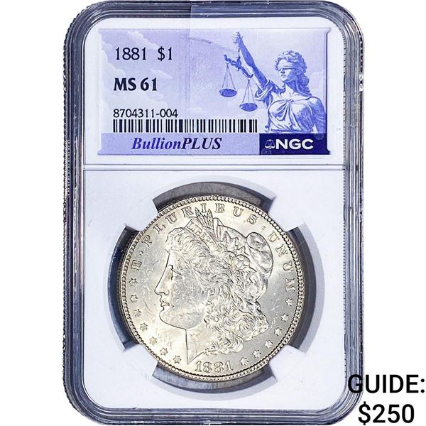 1881 Morgan Silver Dollar NGC MS61