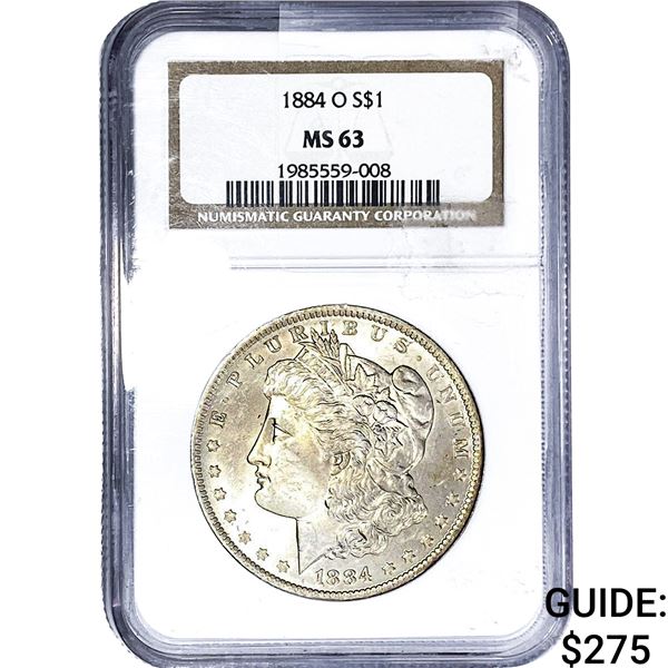 1884-O Morgan Silver Dollar NGC MS63