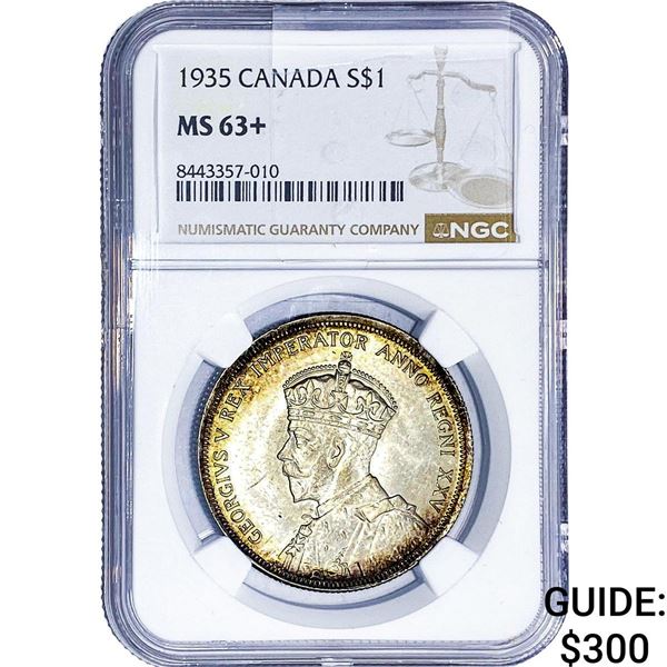 1935 $1 Sliver Canada NGC MS63+