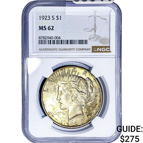1923-S Silver Peace Dollar NGC MS62
