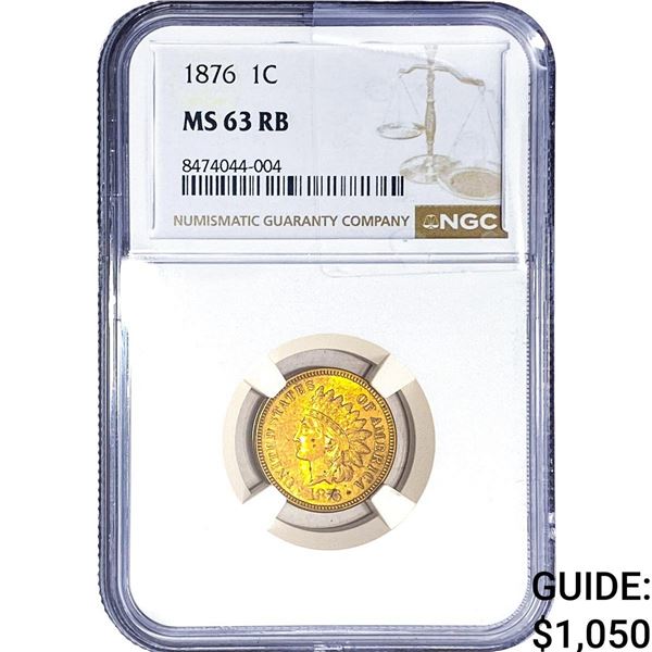 1876 Indian Head Cent NGC MS63 RB