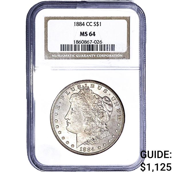 1884-CC Morgan Silver Dollar NGC MS64