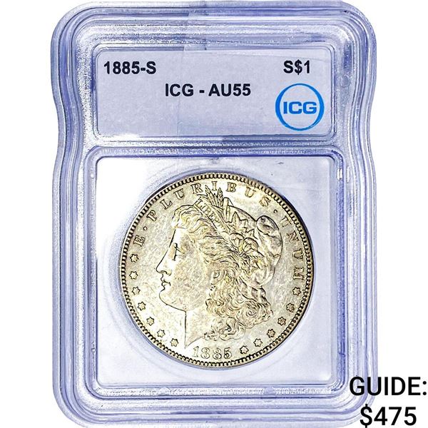 1885-S Morgan Silver Dollar ICG AU55