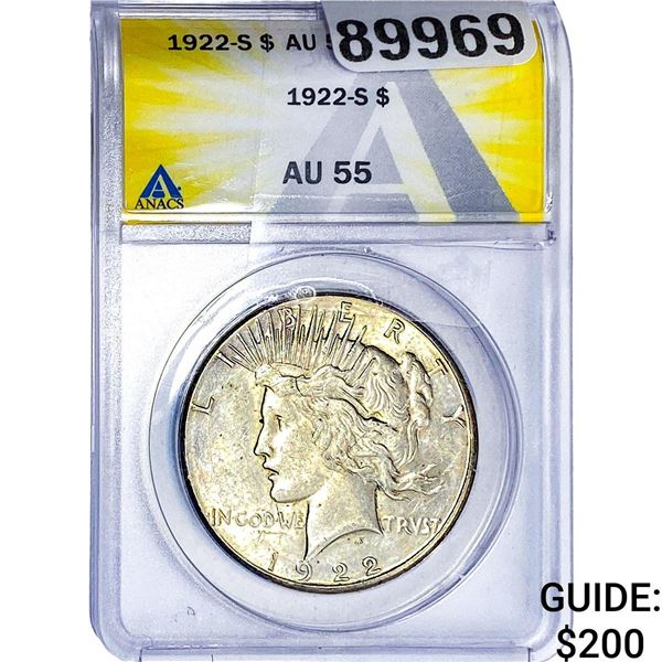 1922-S Silver Peace Dollar ANACS AU55