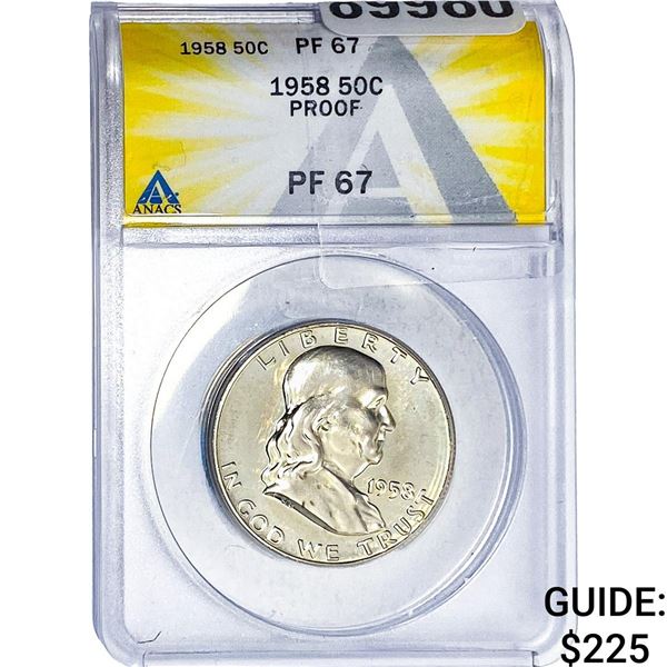 1958 Franklin Half Dollar ANACS PF67 PROOF