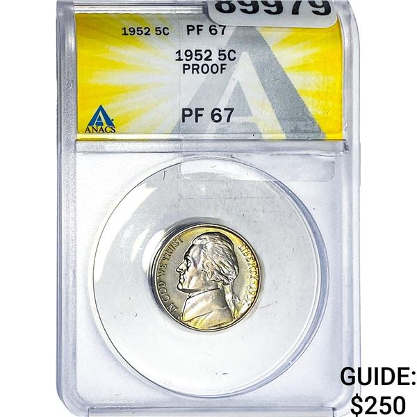 1952 Jefferson Nickel ANACS PF67 PROOF