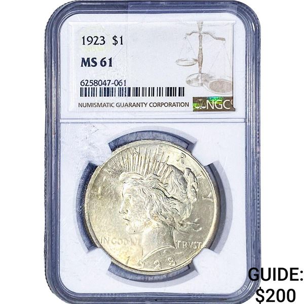 1923 Silver Peace Dollar NGC MS61