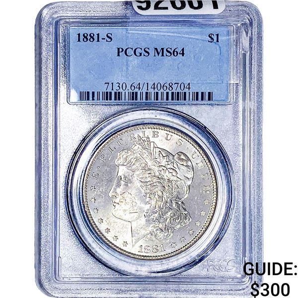 1881-S Morgan Silver Dollar PCGS MS64