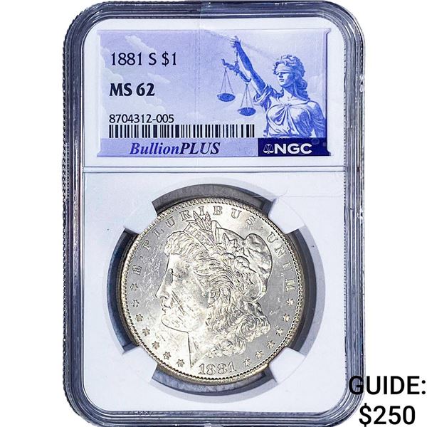 1881-S Morgan Silver Dollar NGC MS62