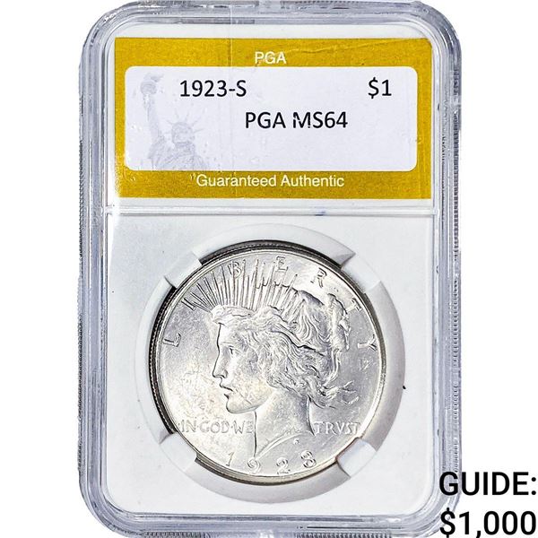 1923-S Silver Peace Dollar PGA MS64